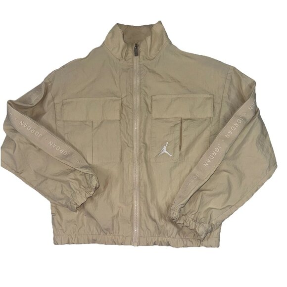 Jordan Big Girl's Jumpman Windbreaker Taping Jacket Light Weught Beige Size XL - Picture 4 of 7